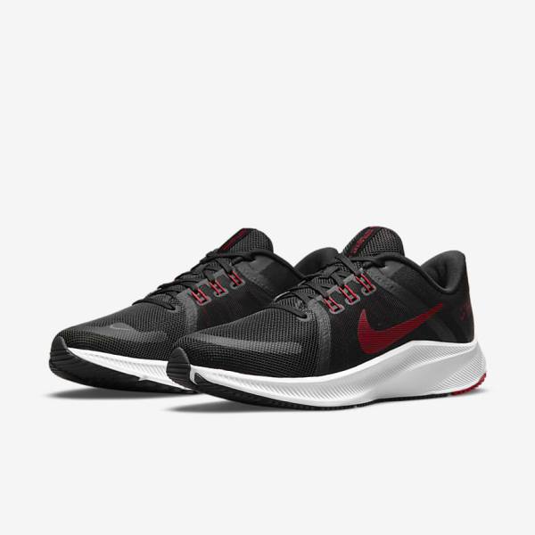 Nike Quest 4 Weg Hardloopschoenen Heren Zwart Wit Donkergrijs Rood | NK751SER