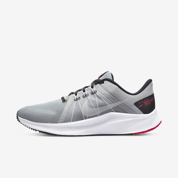 Nike Quest 4 Weg Hardloopschoenen Heren Lichtgrijs Zwart Rood Wit | NK984ZJU