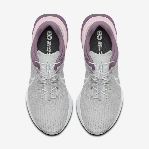 Nike React Infinity Run 3 By You Custom Weg Hardloopschoenen Dames Grijs Platina Grijs | NK453OBM