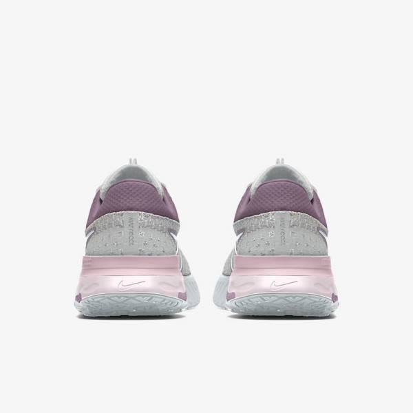 Nike React Infinity Run 3 By You Custom Weg Hardloopschoenen Dames Grijs Platina Grijs | NK453OBM