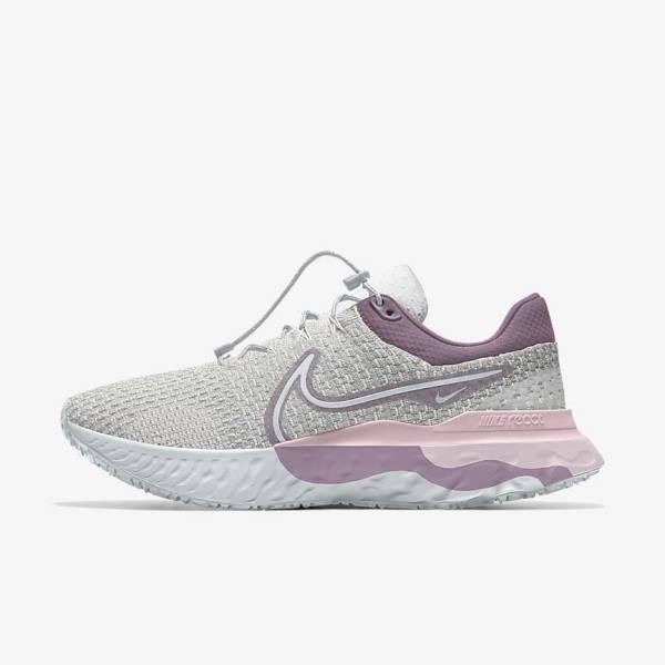 Nike React Infinity Run 3 By You Custom Weg Hardloopschoenen Dames Grijs Platina Grijs | NK453OBM