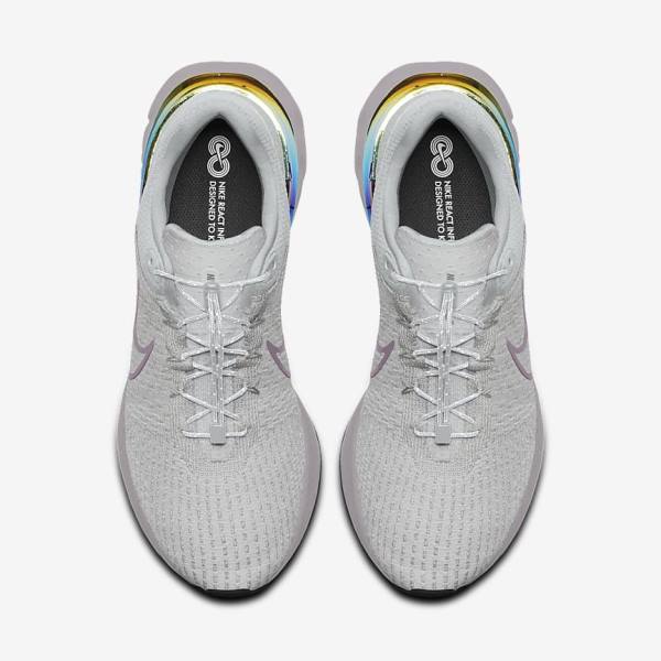 Nike React Infinity Run 3 By You Custom Weg Hardloopschoenen Heren Grijs Platina Grijs | NK716SQT