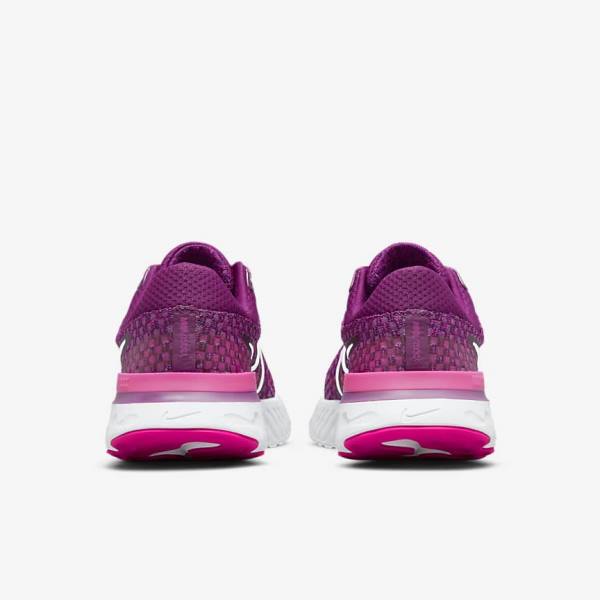 Nike React Infinity Run Flyknit 3 Weg Hardloopschoenen Dames Lichtbordeaux Roze Wit | NK298PMR