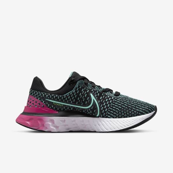 Nike React Infinity Run Flyknit 3 Weg Hardloopschoenen Dames Zwart Roze Turquoise Turquoise | NK358OMV