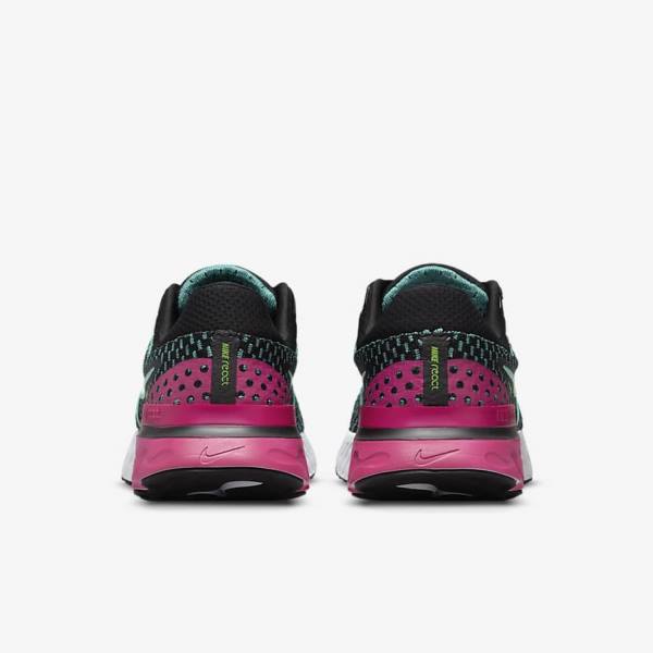 Nike React Infinity Run Flyknit 3 Weg Hardloopschoenen Dames Zwart Roze Turquoise Turquoise | NK358OMV