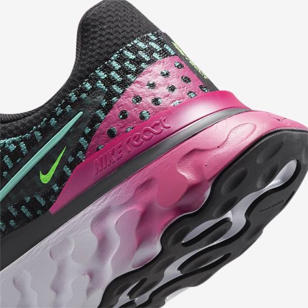 Nike React Infinity Run Flyknit 3 Weg Hardloopschoenen Dames Zwart Roze Turquoise Turquoise | NK358OMV