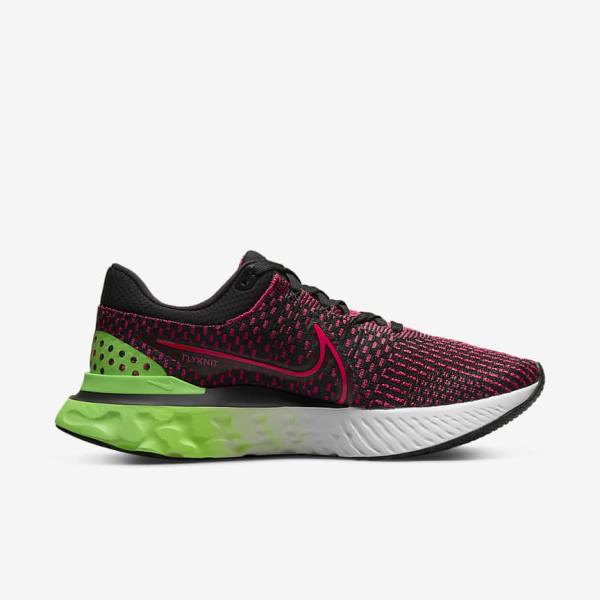 Nike React Infinity Run Flyknit 3 Weg Hardloopschoenen Heren Zwart Groen Rood | NK659EMA