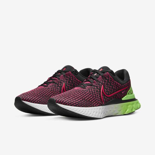 Nike React Infinity Run Flyknit 3 Weg Hardloopschoenen Heren Zwart Groen Rood | NK659EMA