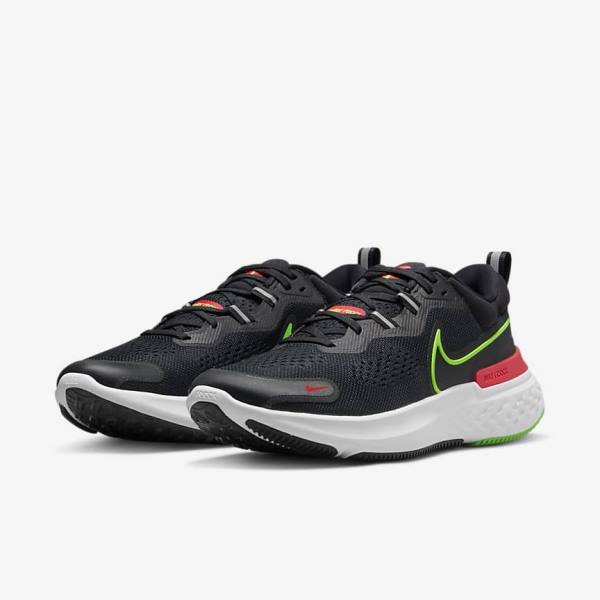 Nike React Miler 2 Weg Hardloopschoenen Heren Zwart Rood Wit Groen | NK432HPY