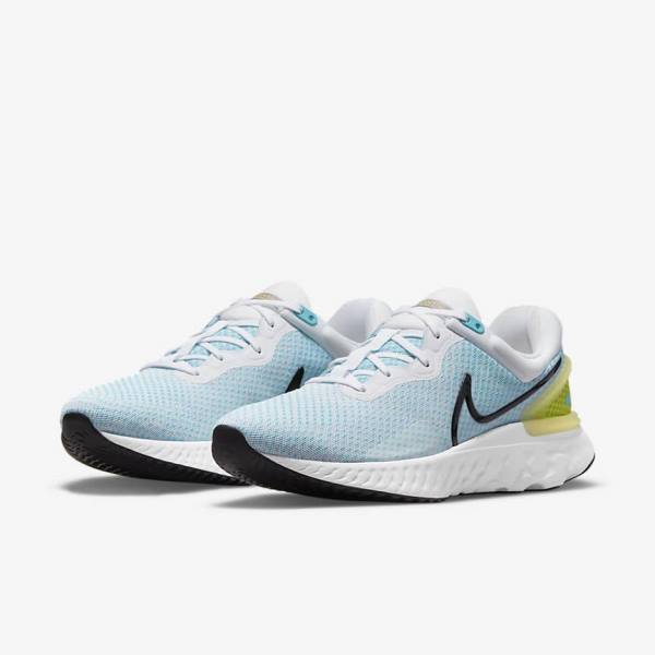 Nike React Miler 3 Weg Hardloopschoenen Heren Wit Blauw Zwart | NK592MLW