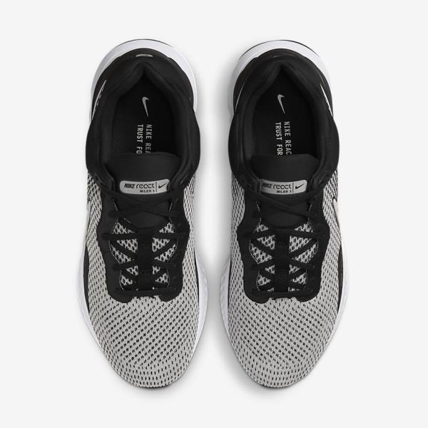 Nike React Miler 3 Weg Hardloopschoenen Heren Wit Zwart Metal Zilver | NK653RJG