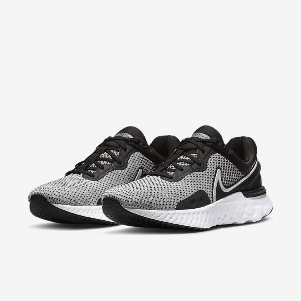 Nike React Miler 3 Weg Hardloopschoenen Heren Wit Zwart Metal Zilver | NK653RJG