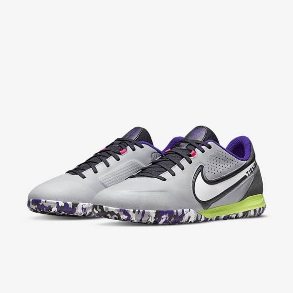 Nike React Tiempo Legend 9 Pro IC Indoor-Court Voetbalschoenen Dames Lichtgrijs Wit | NK153HFE