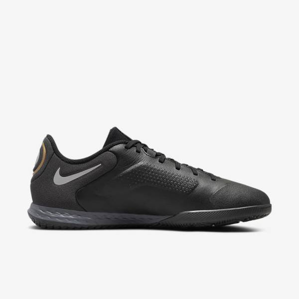 Nike React Tiempo Legend 9 Pro IC Indoor-Court Voetbalschoenen Dames Zwart Donkergrijs Metal Goud Metal Donkergrijs | NK176DCM