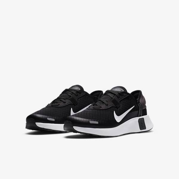 Nike Reposto Older Hardloopschoenen Kinderen Zwart Donkergrijs Wit | NK243PHY