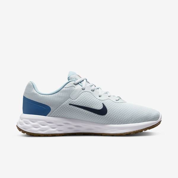 Nike Revolution 6 (Extra Brede) Hardloopschoenen Heren Platina Donkerblauw Blauw | NK516TPQ