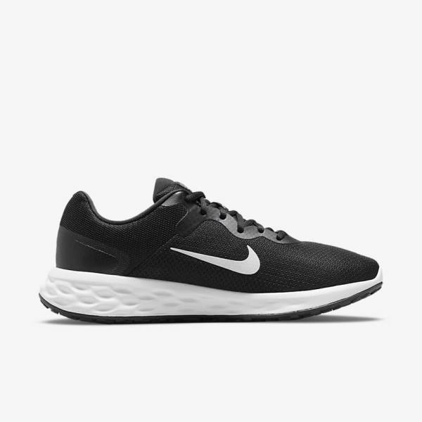 Nike Revolution 6 (Extra Brede) Hardloopschoenen Heren Zwart Grijs Wit | NK786AHM