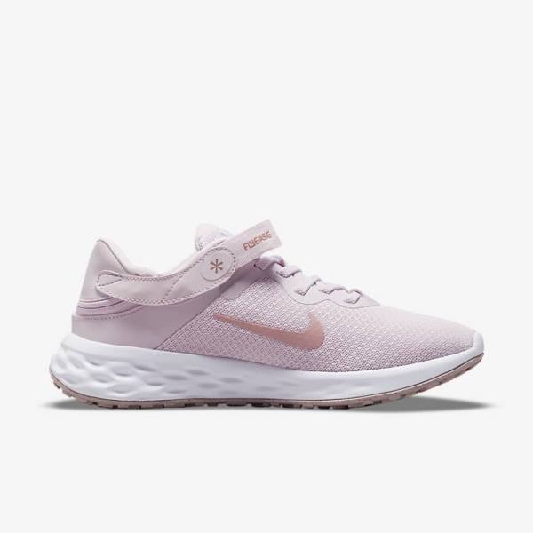 Nike Revolution 6 FlyEase Next Nature Easy On-Off Weg Hardloopschoenen Dames Lichtpaars Wit | NK206MDX