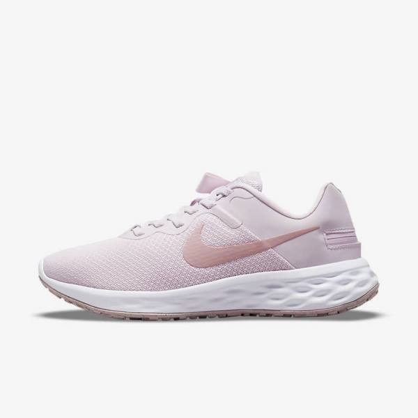 Nike Revolution 6 FlyEase Next Nature Easy On-Off Weg Hardloopschoenen Dames Lichtpaars Wit | NK206MDX