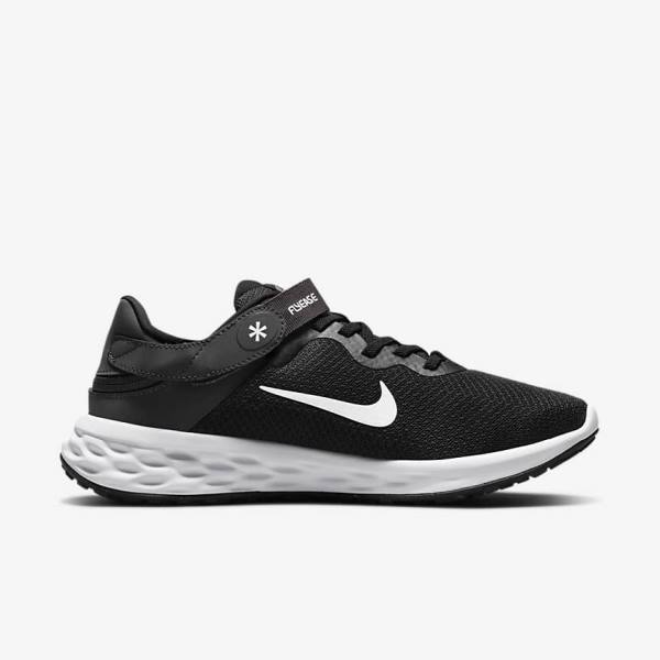 Nike Revolution 6 FlyEase Next Nature Easy On-Off Weg Hardloopschoenen Dames Zwart Donkergrijs Wit | NK245VZR