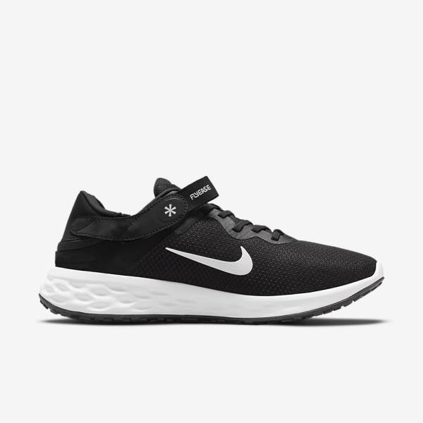 Nike Revolution 6 FlyEase Next Nature Easy On-Off Weg Hardloopschoenen Heren Zwart Grijs Wit | NK396RXI