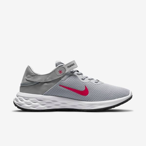 Nike Revolution 6 FlyEase Next Nature Easy On-Off Weg Hardloopschoenen Heren Lichtgrijs Donkergrijs Rood | NK413ZAO