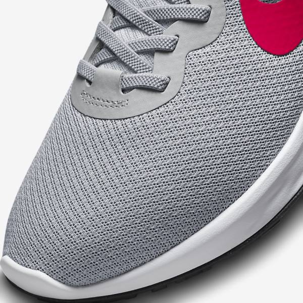 Nike Revolution 6 FlyEase Next Nature Easy On-Off Weg Hardloopschoenen Heren Lichtgrijs Donkergrijs Rood | NK413ZAO