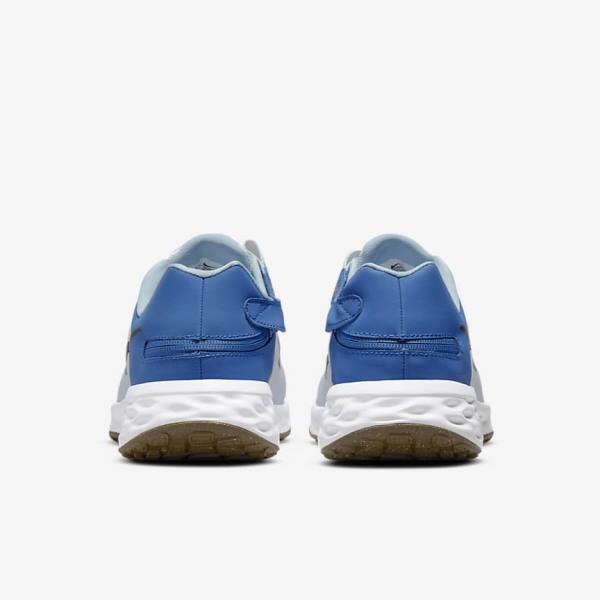 Nike Revolution 6 FlyEase Next Nature Easy-On-And-Off Weg (Extra Brede) Hardloopschoenen Heren Platina Donkerblauw Blauw | NK628GND