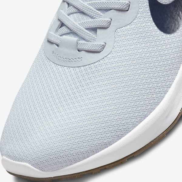 Nike Revolution 6 FlyEase Next Nature Easy-On-And-Off Weg (Extra Brede) Hardloopschoenen Heren Platina Donkerblauw Blauw | NK628GND