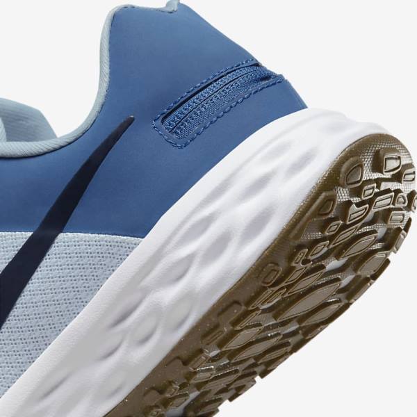 Nike Revolution 6 FlyEase Next Nature Easy-On-And-Off Weg (Extra Brede) Hardloopschoenen Heren Platina Donkerblauw Blauw | NK628GND