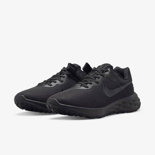 Nike Revolution 6 FlyEase Next Nature Easy On-Off Weg Hardloopschoenen Heren Zwart Donkergrijs | NK952MZH