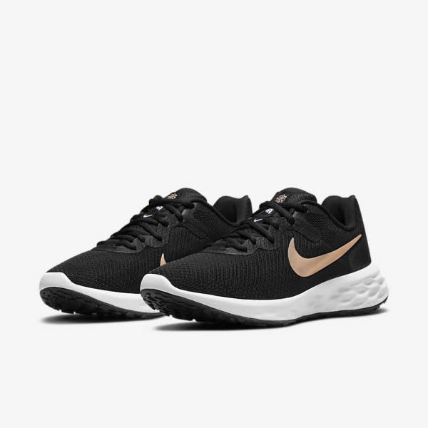 Nike Revolution 6 Next Nature Weg Hardloopschoenen Dames Zwart Wit Metal Koper | NK174ZJU