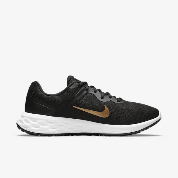 Nike Revolution 6 Next Nature Weg Hardloopschoenen Heren Zwart Wit Metal Goud | NK271SJF