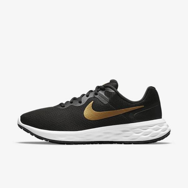 Nike Revolution 6 Next Nature Weg Hardloopschoenen Heren Zwart Wit Metal Goud | NK271SJF