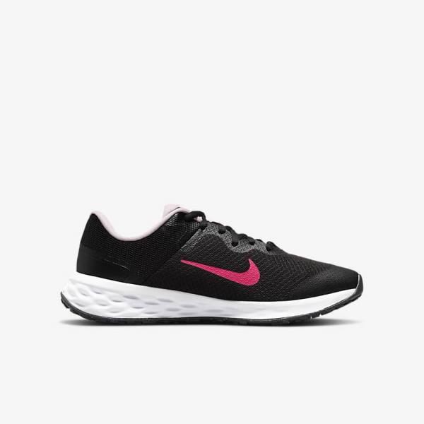 Nike Revolution 6 Older Weg Hardloopschoenen Kinderen Zwart Roze | NK102KPD