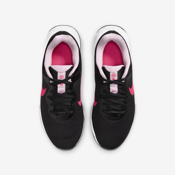 Nike Revolution 6 Older Weg Hardloopschoenen Kinderen Zwart Roze | NK102KPD