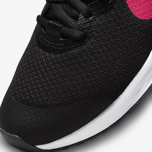 Nike Revolution 6 Older Weg Hardloopschoenen Kinderen Zwart Roze | NK102KPD