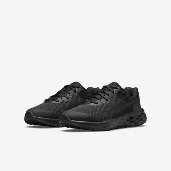 Nike Revolution 6 Older Weg Hardloopschoenen Kinderen Zwart Donkergrijs | NK190EQF