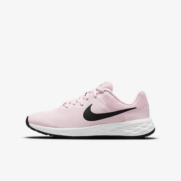 Nike Revolution 6 Older Weg Hardloopschoenen Kinderen Roze Zwart | NK310PMY