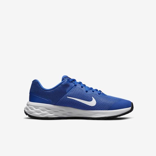 Nike Revolution 6 Older Weg Hardloopschoenen Kinderen Koningsblauw Zwart Wit | NK748SOZ