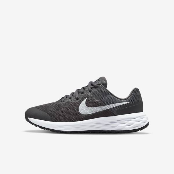 Nike Revolution 6 Older Weg Hardloopschoenen Kinderen Grijs Wit | NK890SPN