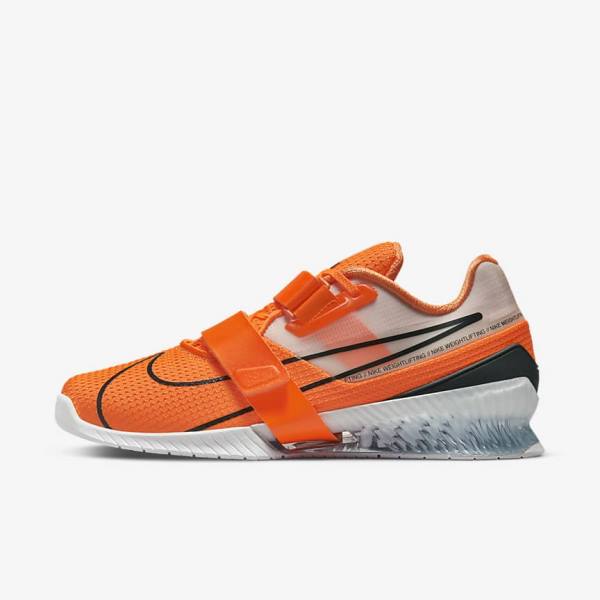 Nike Romaleos 4 Fitness Schoenen Dames Oranje Wit Zwart | NK962MAW