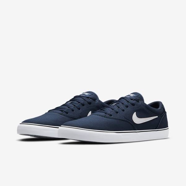 Nike SB Chron 2 Canvas Skateschoenen Dames Donkerblauw Donkerblauw Zwart Wit | NK603CBU