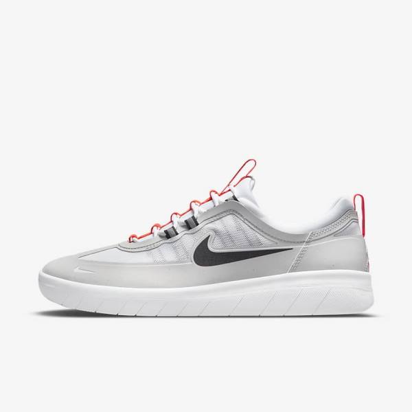 Nike SB Nyjah Free 2 Skateschoenen Dames Grijs Wit Lichtrood Zwart | NK381IDW