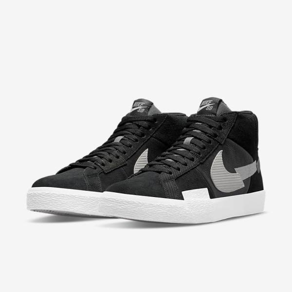 Nike SB Zoom Blazer Mid Premium Skateschoenen Dames Zwart Grijs Wit | NK017DOS