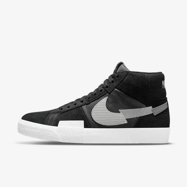 Nike SB Zoom Blazer Mid Premium Skateschoenen Dames Zwart Grijs Wit | NK017DOS