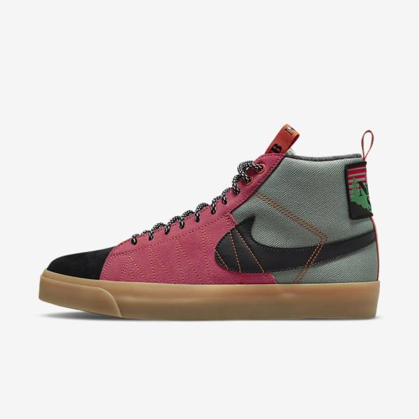 Nike SB Zoom Blazer Mid Premium Skateschoenen Dames Wit Bruin Zwart | NK691VIG