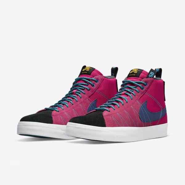 Nike SB Zoom Blazer Mid Premium Skateschoenen Heren Roze Blauw Koningsblauw Blauw | NK718ZMH