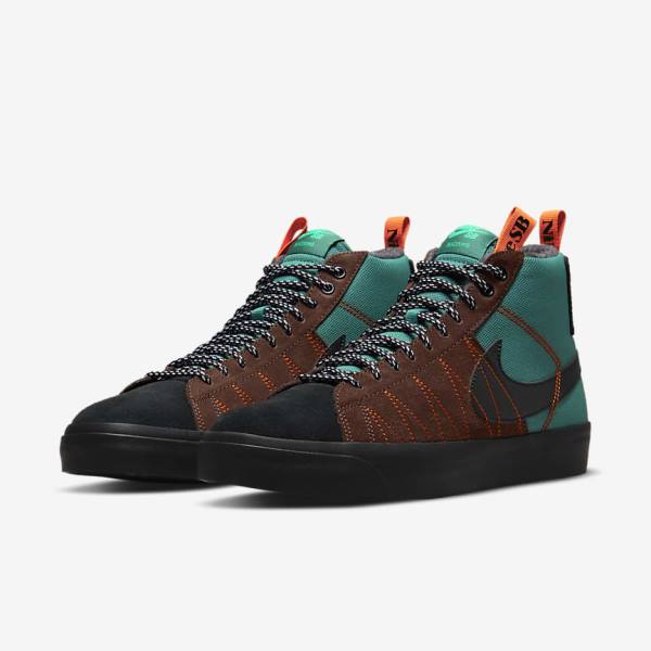 Nike SB Zoom Blazer Mid Premium Skateschoenen Heren Groen Wit Oranje Zwart | NK813VFD