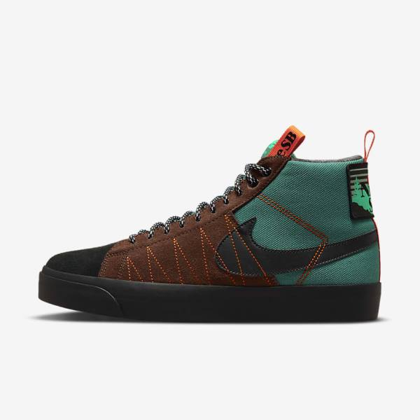 Nike SB Zoom Blazer Mid Premium Skateschoenen Dames Groen Wit Oranje Zwart | NK937JAE